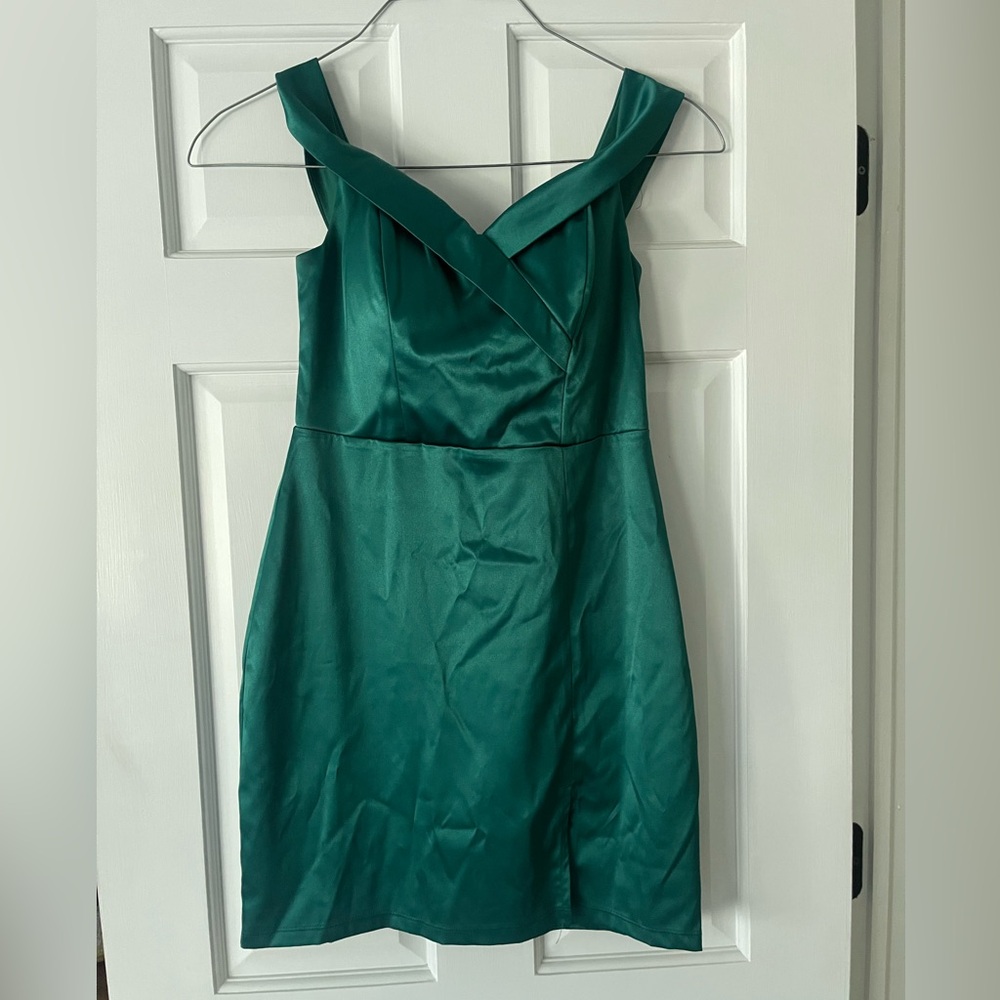 My Michelle Off the Shoulder Green Dress